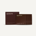 Revitalist15 self-heating eye mask in sandalwood scent shown in minimal flat lay with packaging on white background